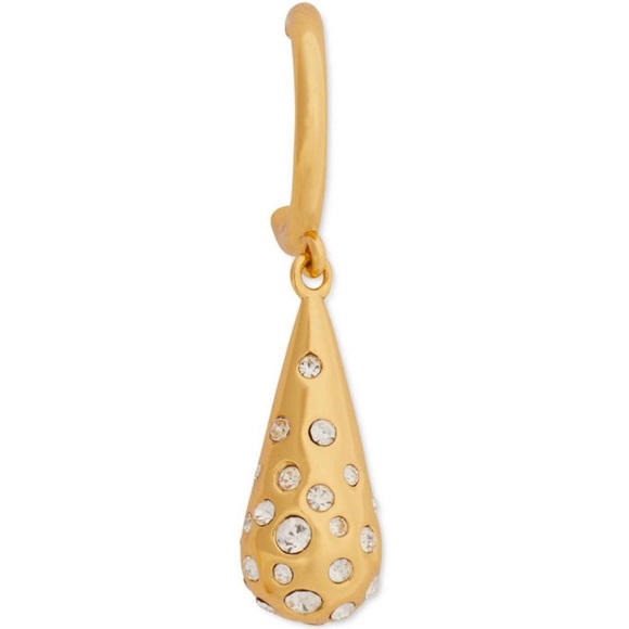 Kate Spade Rain Drop/Tear-Shape Gold-Tone Pavé Charm Huggie Hoop Earrings - Picture 3 of 3